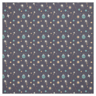 Create Your Own Sparkly Wands Potions Stars Black Fabric