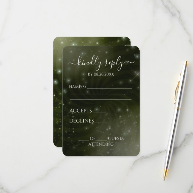 Create Your Own - Spiral Starry Sky RSVP Card (Front/Back In Situ)