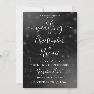 Create Your Own Spiral Swirl Stars Wedding Invitation