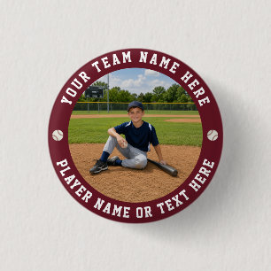 Create Your Own Sports Baseball Team Photo 3 Cm Round Badge