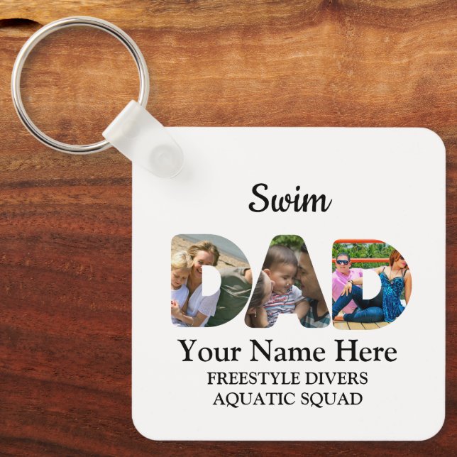 Create your own sports Dad photo collage Swim Dad Key Ring (Front)