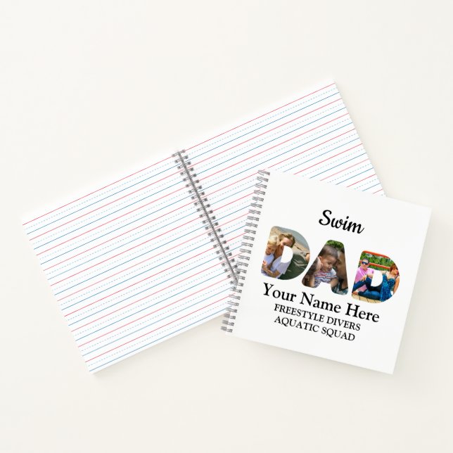 Create your own sports Dad photo collage Swim Dad Notebook (Inside)