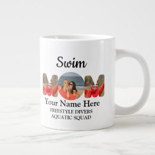 Create your own sports mum photo collage swim mum large coffee mug