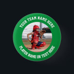 Create Your Own Sports Team Photo  3 Cm Round Badge<br><div class="desc">Photo of a softball catcher ready to receive the ball from the pitcher on a pin button. The photo template is easy to customise. Gift for a player or a team of softball, baseball, hockey, basketball, football or any other sport. Easily place a square photo in the template to make...</div>