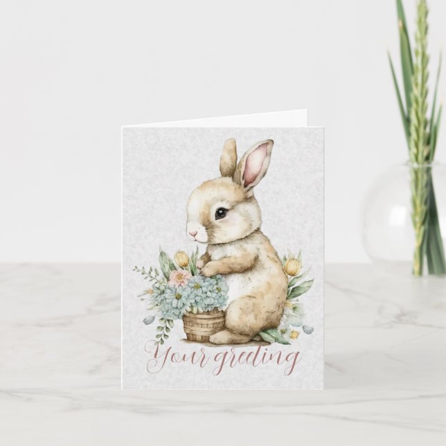 Create Your Own Spring Bunny & Wildflowers Card (Front)