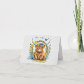 Create Your Own Spring Highland Bull & Wildflowers Card