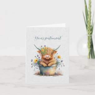 Create Your Own Spring Highland Bull & Wildflowers Card