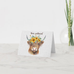 Create Your Own Spring Highland Bull & Wildflowers Card