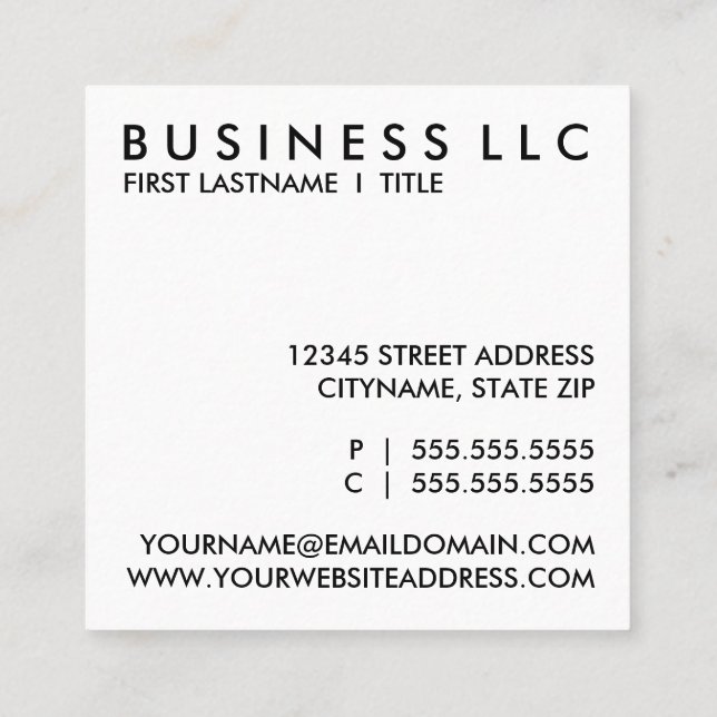 create your own square square business card (Back)