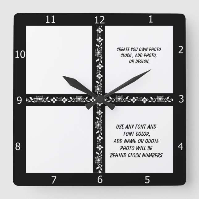 CREATE YOUR OWN  SQUARE WALL CLOCK (Front)