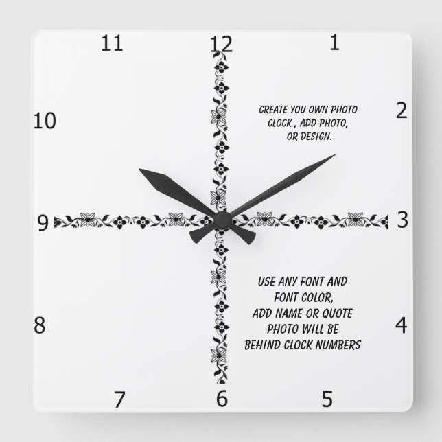 CREATE YOUR OWN   SQUARE WALL CLOCK (Front)