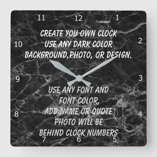 CREATE YOUR OWN SQUARE WALL CLOCK (Front)