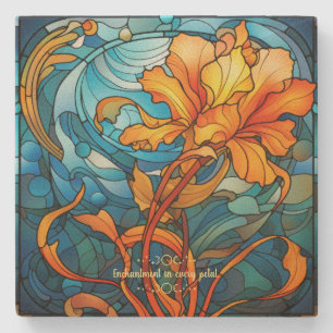 Create Your Own Stained Glass Bearded Iris Sunset Stone Coaster