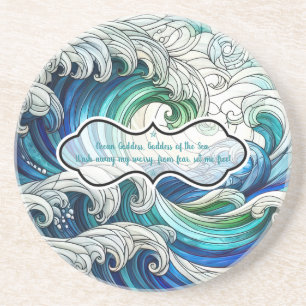 Create Your Own Stained Glass Cloudy Ocean Waves Coaster