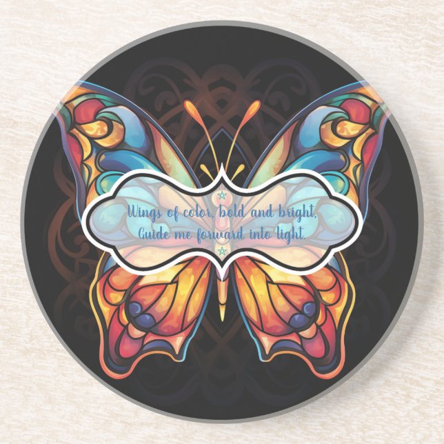 Create Your Own Stained Glass Fantasy Butterfly Coaster (Front)