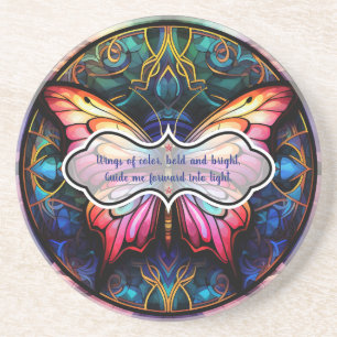 Create Your Own Stained Glass Fuschia Butterfly Coaster