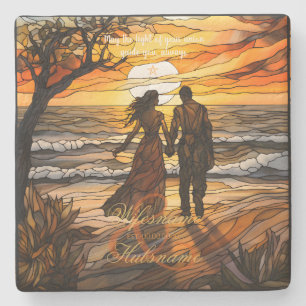 Create Your Own Stained Glass Handfasted Couple Stone Coaster