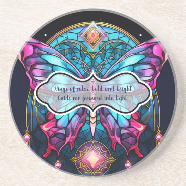 Create Your Own Stained Glass Magical Butterfly Coaster (Front)