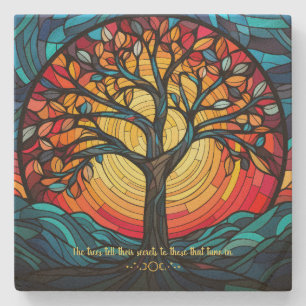 Create Your Own Stained Glass Noonday Sun Trees Stone Coaster