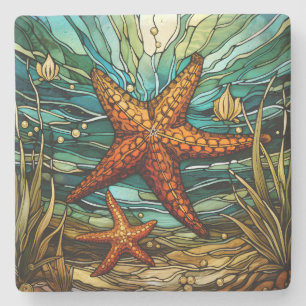 Create Your Own Stained Glass Ocean Starfish Stone Coaster