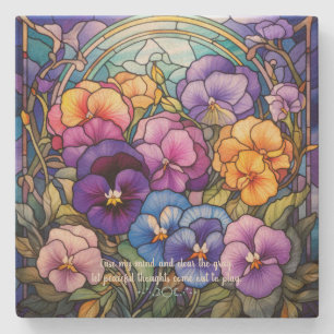 Create Your Own Stained Glass Pansy Flower Patch Stone Coaster