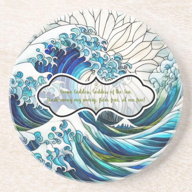 Create Your Own Stained Glass Radiant Curly Waves Coaster (Front)