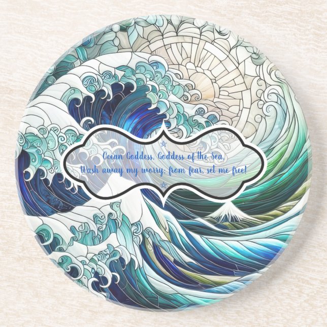 Create Your Own Stained Glass Sunshine Ocean Wave Coaster (Front)