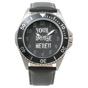Create Your Own Stainless Steel Black Leather Watch