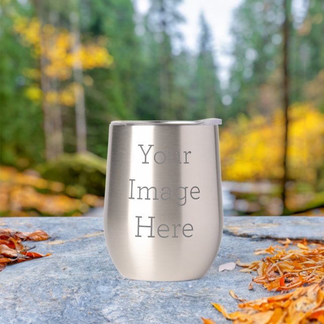 Custom Water Bottle Style: Stemless Wine Tumbler, Size: 325.26 ml, Color: Stainless Steel (Outdoor)