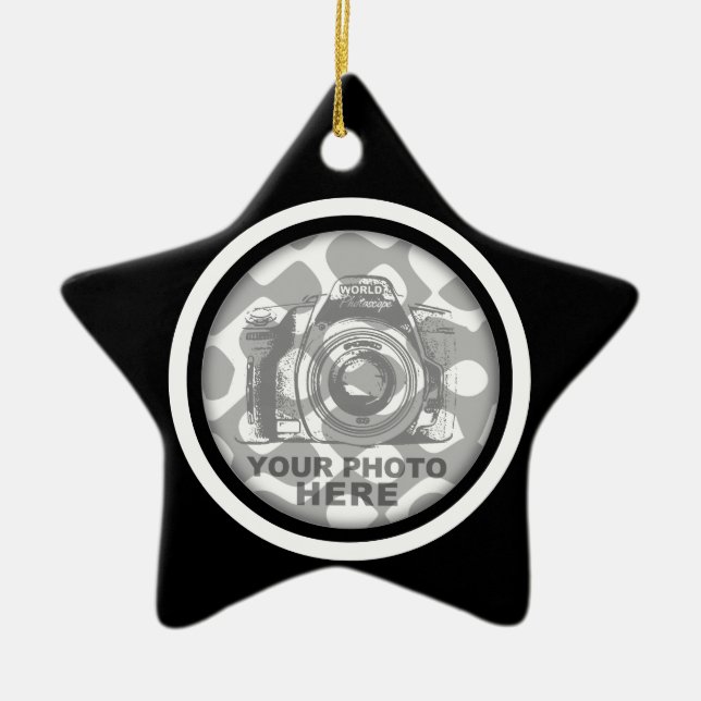 Create Your Own Star Ornament Black White Frame (Front)
