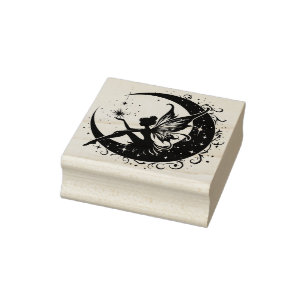 Create Your Own Star Play Crescent Moon Fairy Rubber Stamp