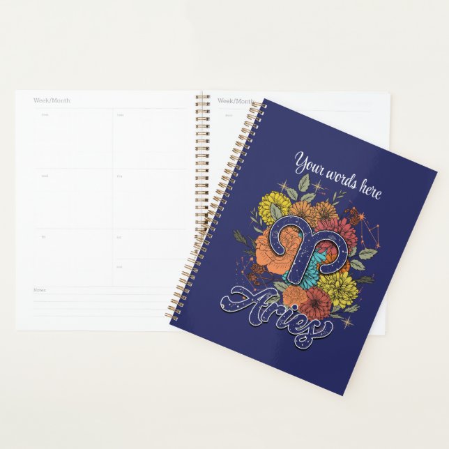 Create Your Own Starry Floral Aries Zodiac Planner (Display)