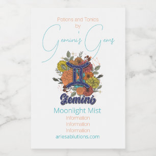 Create Your Own Starry Floral Gemini Zodiac Wine Label