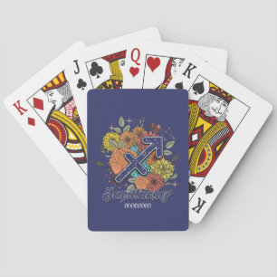 Create Your Own Starry Floral Sagittarius Zodiac Playing Cards