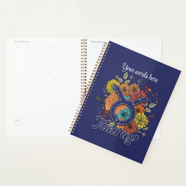 Create Your Own Starry Floral Taurus Zodiac Planner (Display)