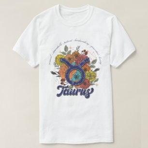 Create Your Own Starry Floral Taurus Zodiac T-Shirt