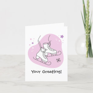 Create Your Own Starry Ice Skates Pink Christmas Holiday Card