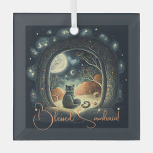 Create Your Own Starry Mystical Black Cat Glass Tree Decoration