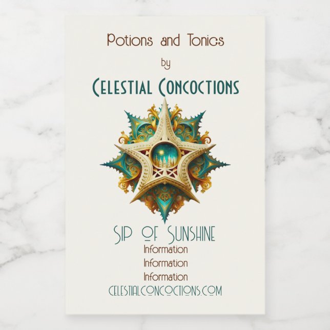 Create Your Own Steampunk Castle Snowflake Yule Wine Label (Single Label)