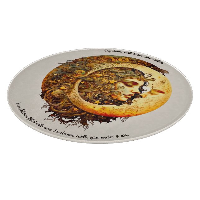 Create Your Own Steampunk Moon Goddess Cutting Board (Corner)