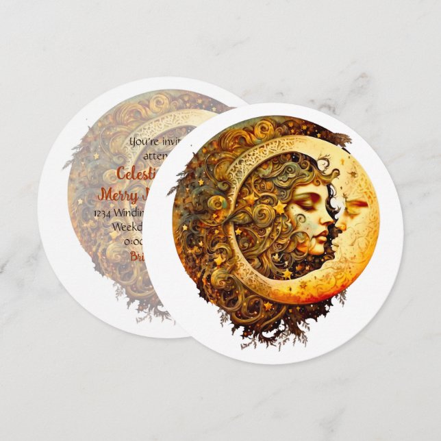 Create Your Own Steampunk Moon Goddess Invitation (Front/Back)
