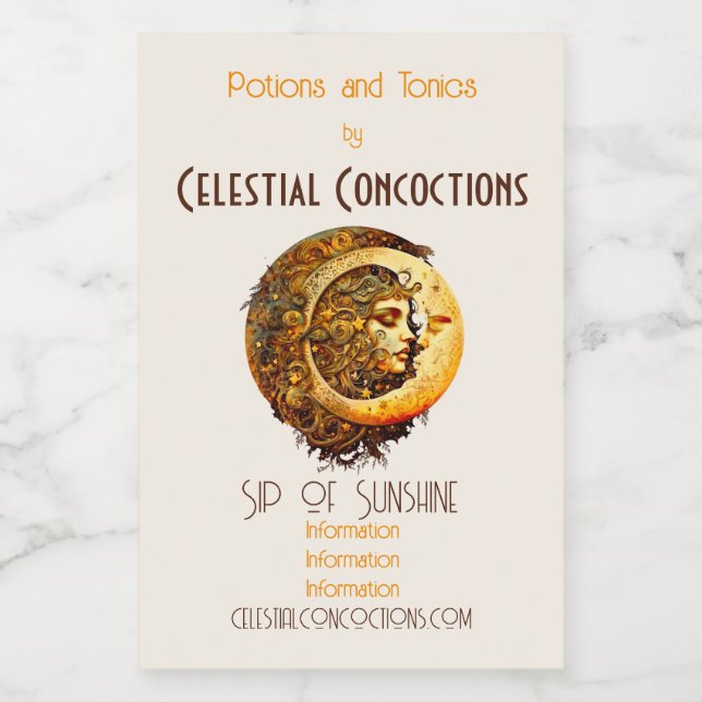 Create Your Own Steampunk Moon Goddess Wine Label (Single Label)