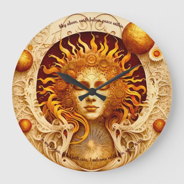Create Your Own Steampunk Sun Goddess Large Clock (Front)