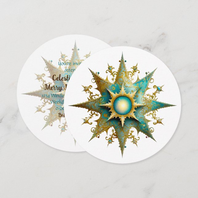 Create Your Own Steampunk Yule Snowflake Invitation (Front/Back)