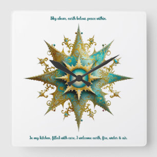 Create Your Own Steampunk Yule Snowflake Square Wall Clock