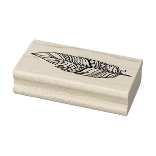 Create Your Own Striped Boho Feather Rubber Stamp