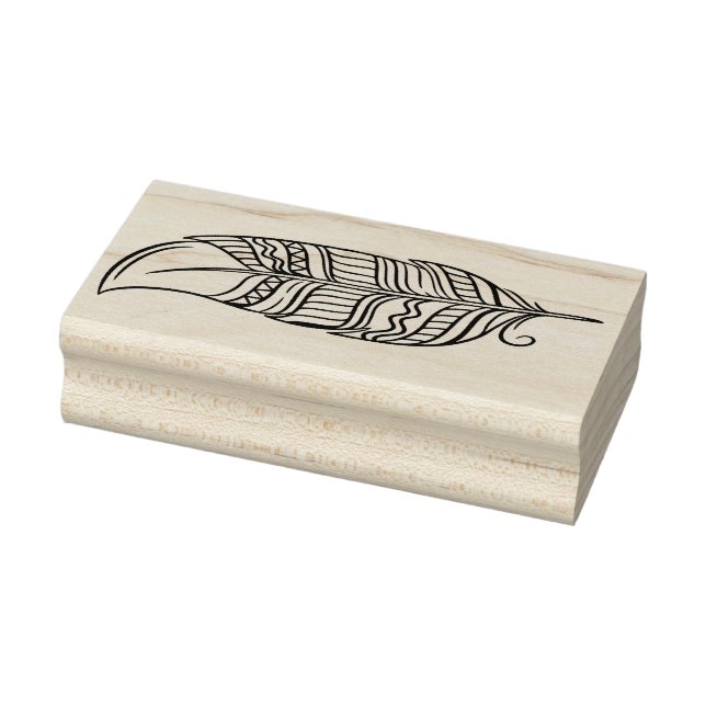 Create Your Own Striped Boho Tipped Feather Rubber Stamp (Stamp)