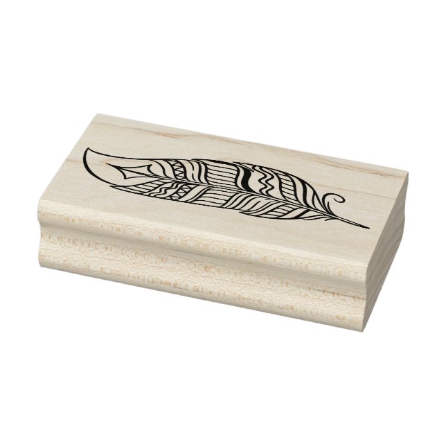 Create Your Own Striped Boho Tribal Feather Rubber Stamp (Stamp)