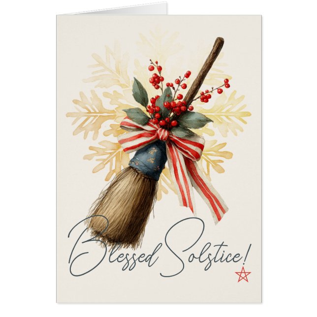 Create Your Own Striped Bow Holly Yule Besom (Front)