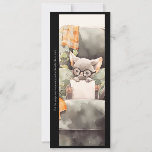 Create Your Own Studious Gray Kitten Bookmark Card